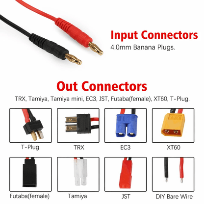 RC Charger Splitter Cable Lipo Battery Connector Adapter With XT60 TPlug EC3 Tamiya  JST Leads 1