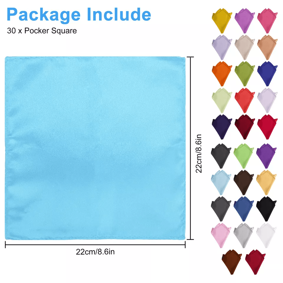 Mens Satin Silk Pocket Hankies Solid Color Handkerchiefs For Weddings  Formal Wear 3