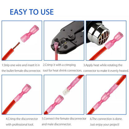 Electrical Heat Shrink Male  Female Spade Wire Connectors Waterproof Terminals Set 3