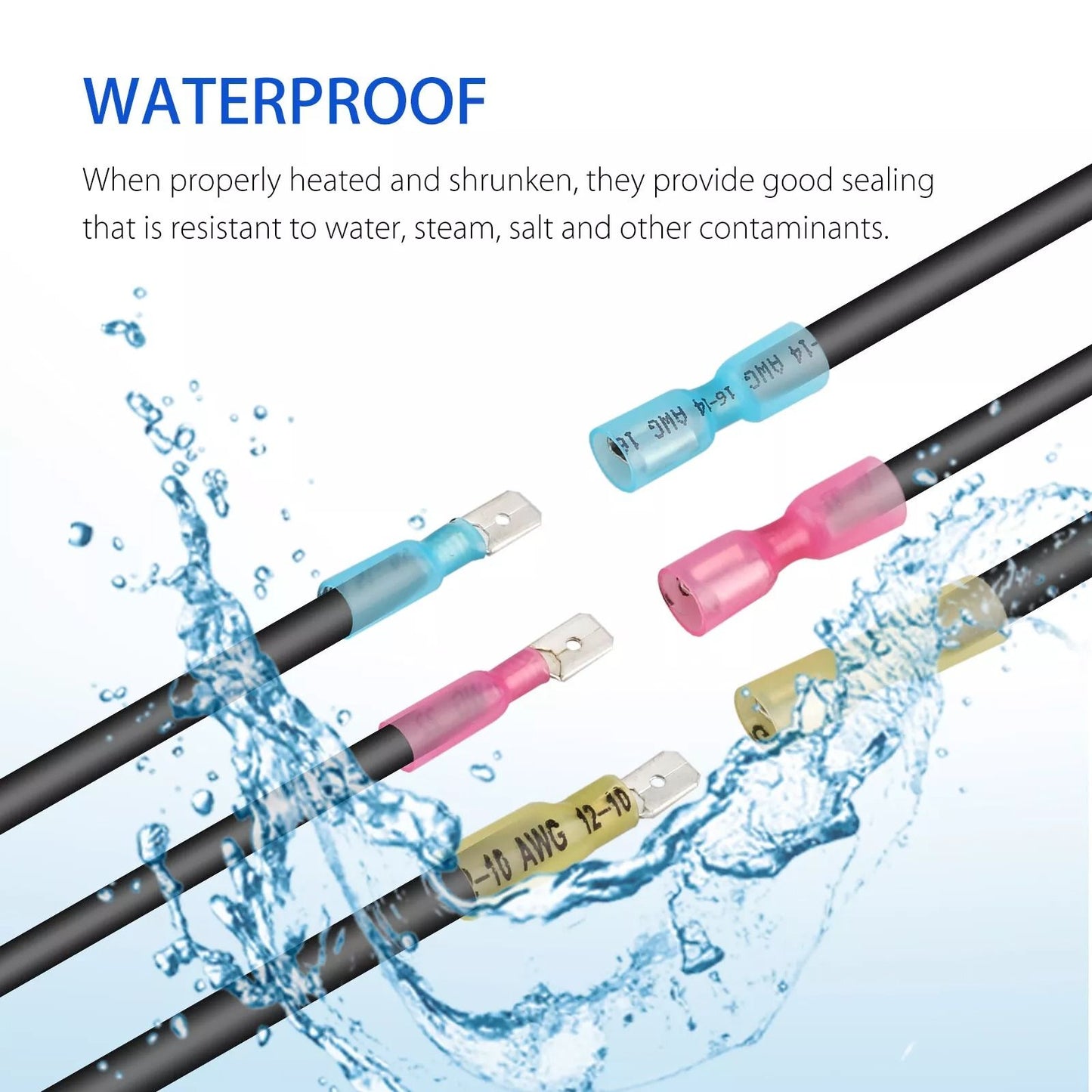 Electrical Heat Shrink Male  Female Spade Wire Connectors Waterproof Terminals Set 7