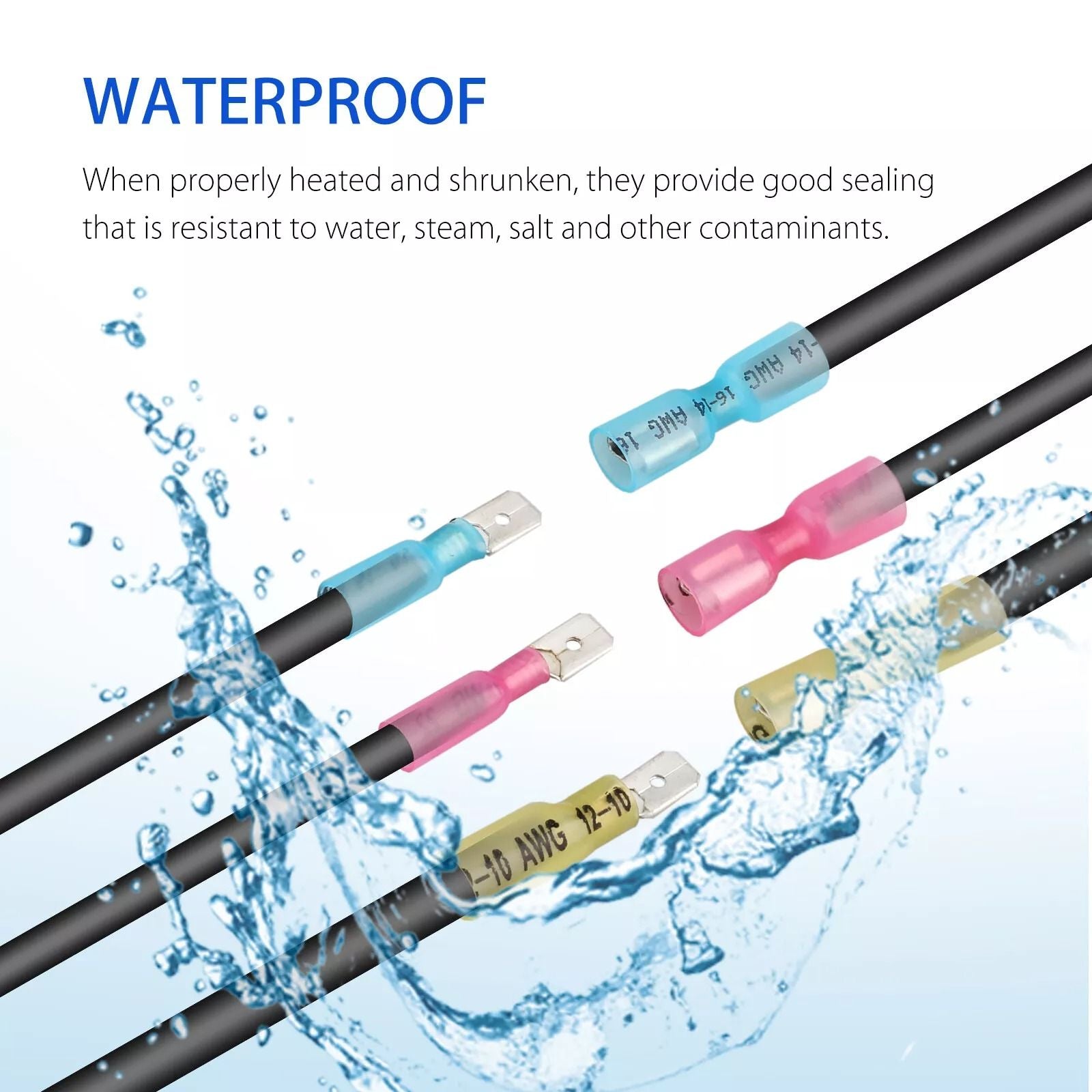 Electrical Heat Shrink Male  Female Spade Wire Connectors Waterproof Terminals Set 7