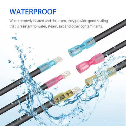 Electrical Heat Shrink Male  Female Spade Wire Connectors Waterproof Terminals Set 7