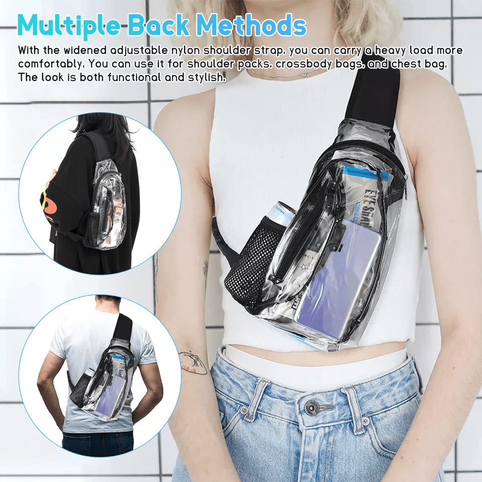 Clear PVC Shoulder Crossbody Sling Bag For Men  Women Waterproof Transparent Backpack Chest Bag Wit 5