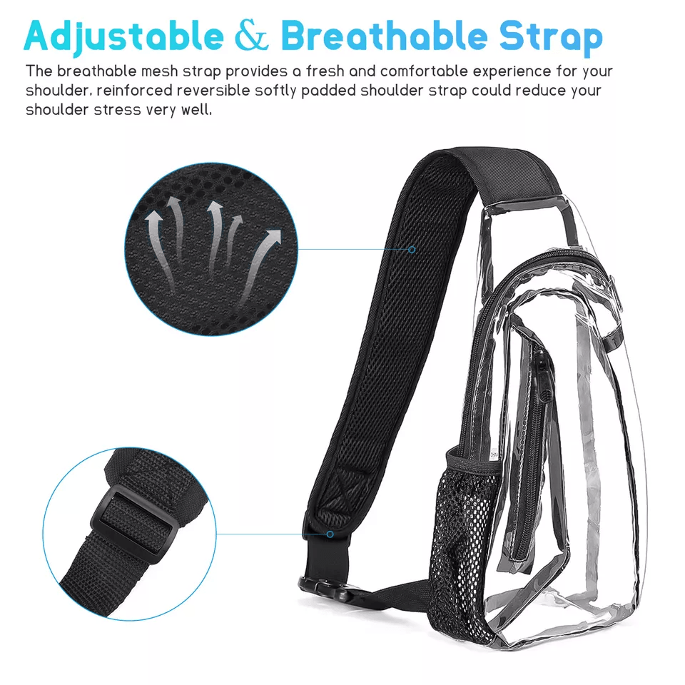 Clear PVC Shoulder Crossbody Sling Bag For Men  Women Waterproof Transparent Backpack Chest Bag Wit 3
