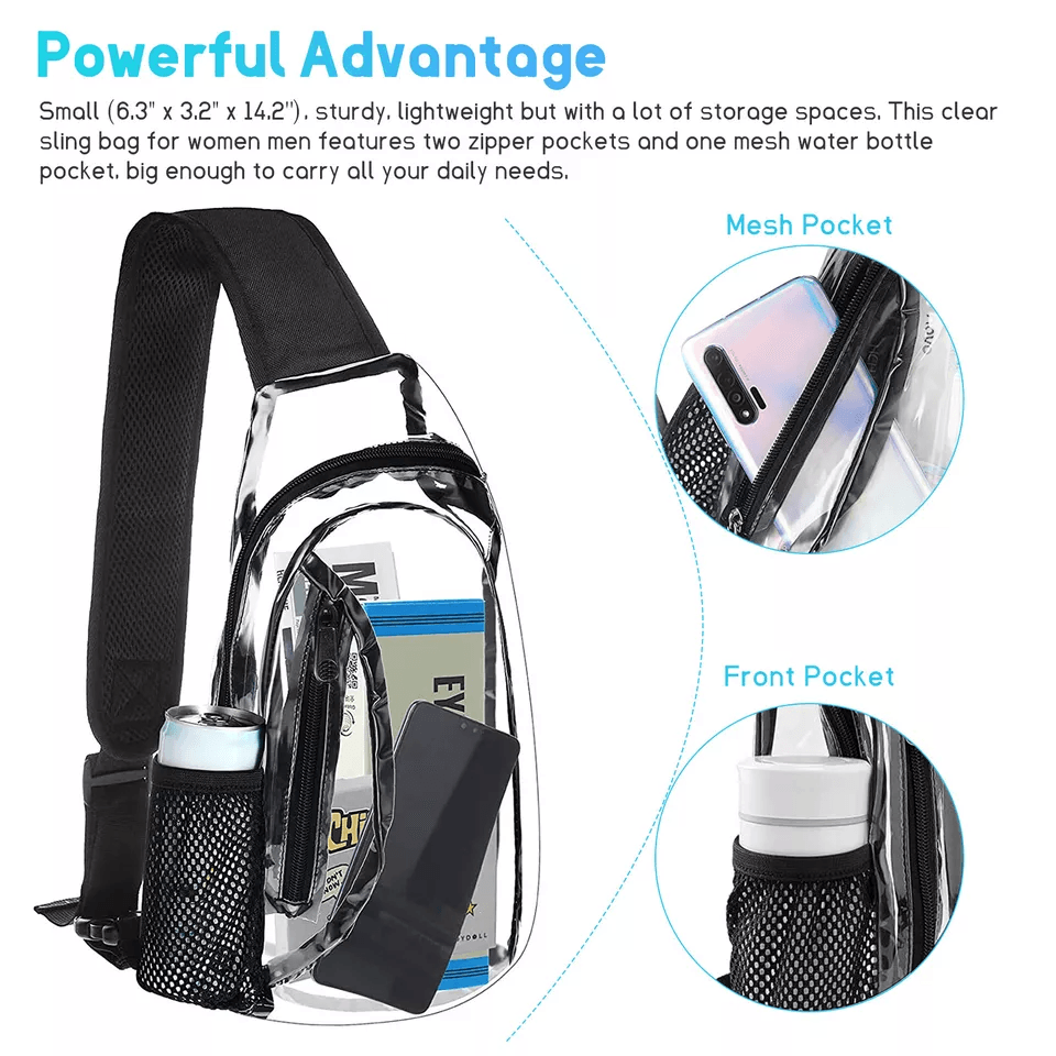 Clear PVC Shoulder Crossbody Sling Bag For Men  Women Waterproof Transparent Backpack Chest Bag Wit 2