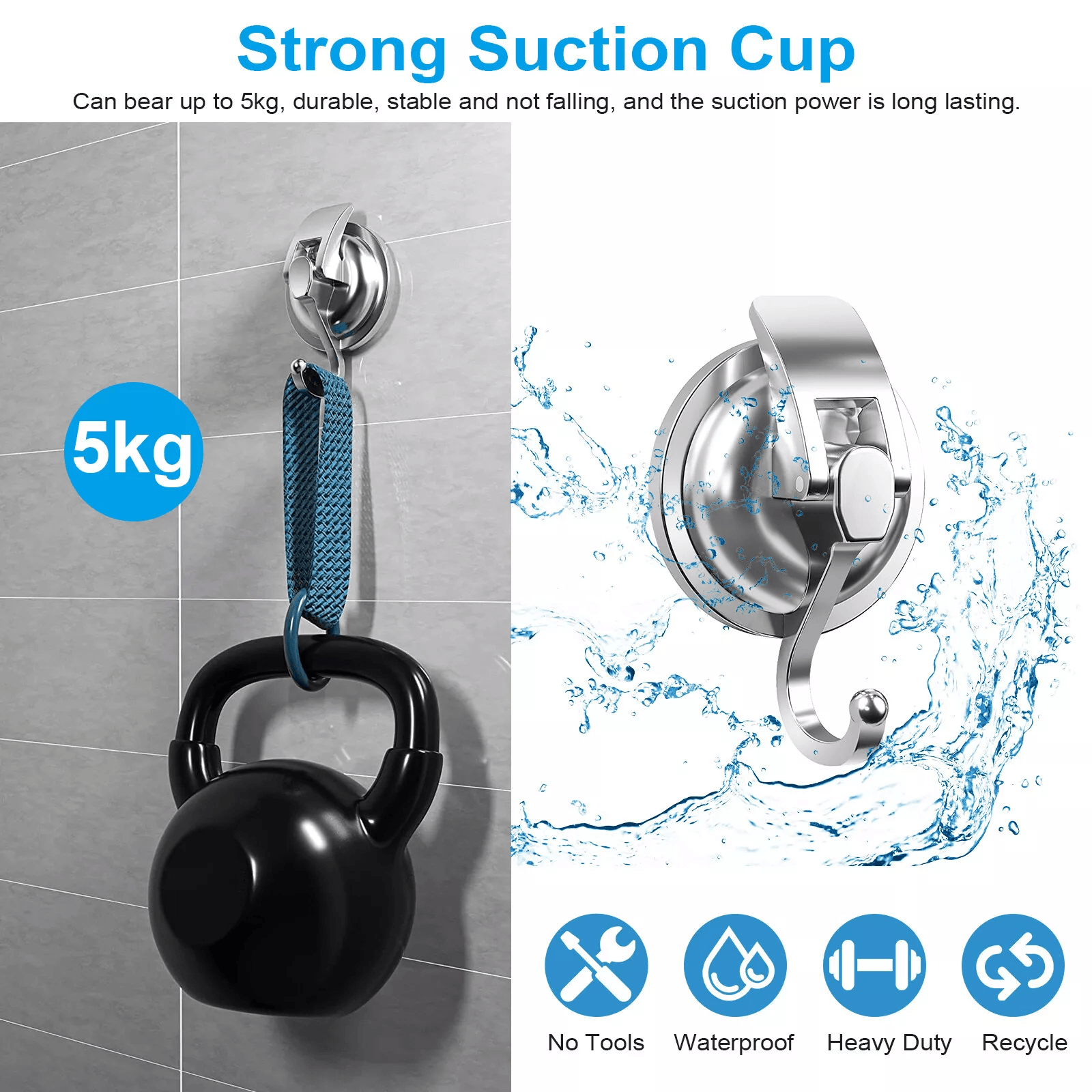 Heavy Duty Strong Suction Cup Hooks For Kitchen  Bathroom Waterproof Wall Hanger For Easy Installat 2