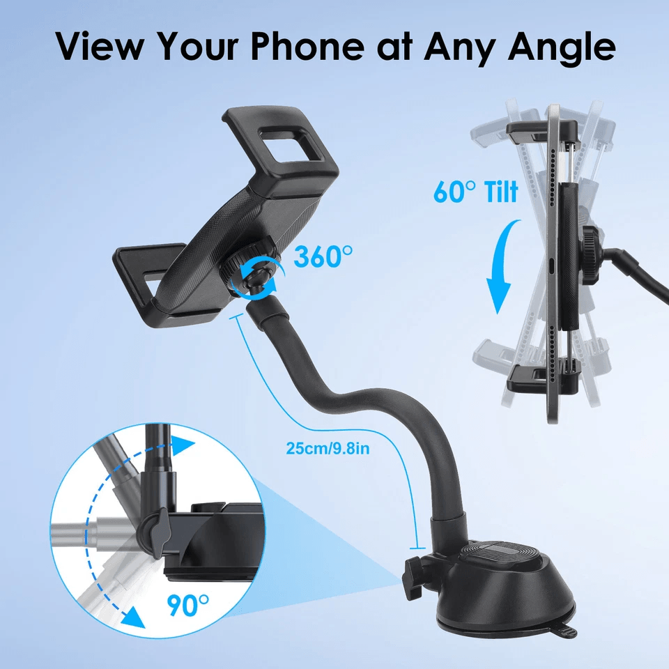 Car Tablet Holder For IPad  Phone Dashboard Windshield Mount With Gooseneck Arm 3