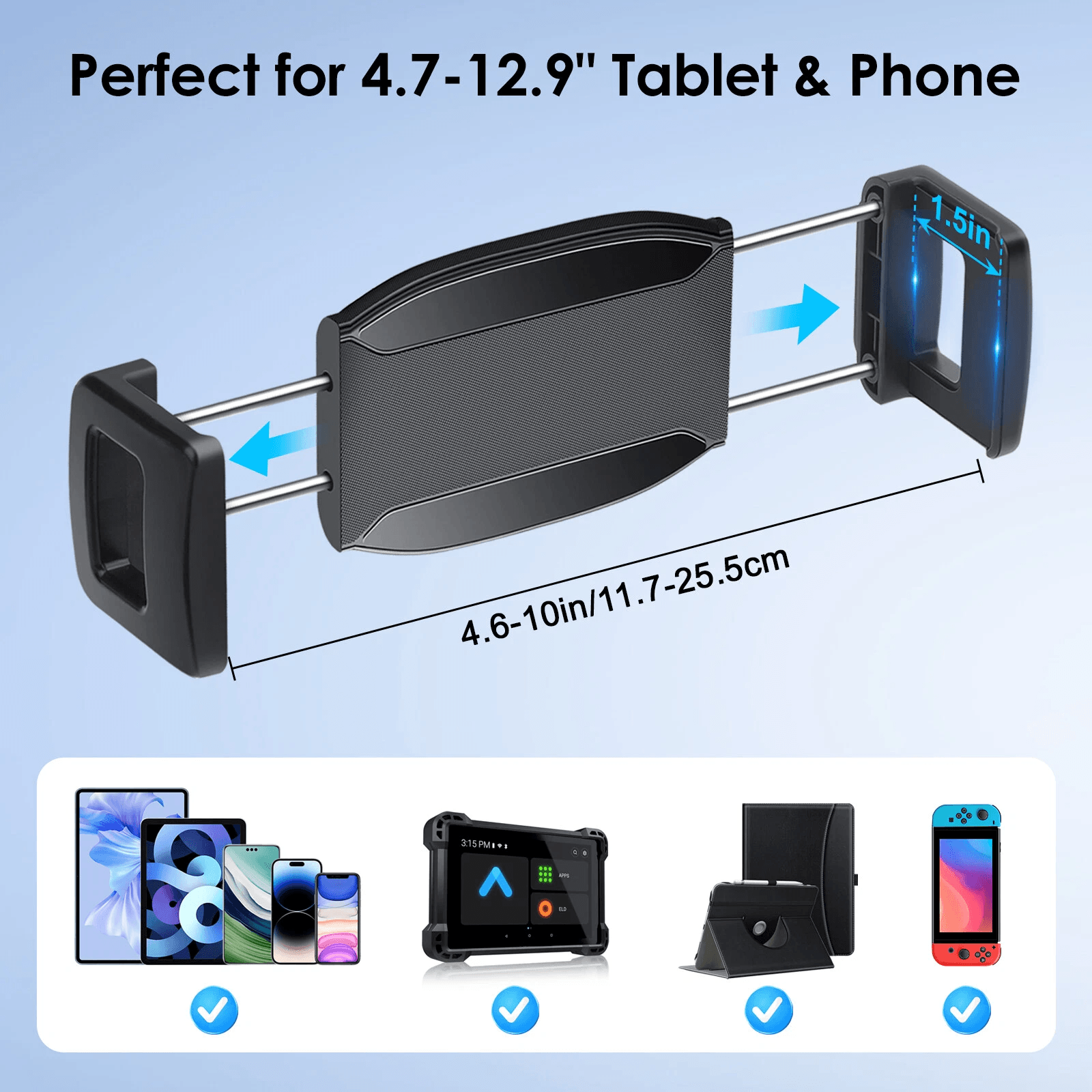 Car Tablet Holder For IPad  Phone Dashboard Windshield Mount With Gooseneck Arm 4