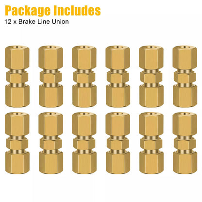 Straight Brass Brake Line Inverted Flare Union Heavy Duty 316 Tube Compression Fitting 12 Pack