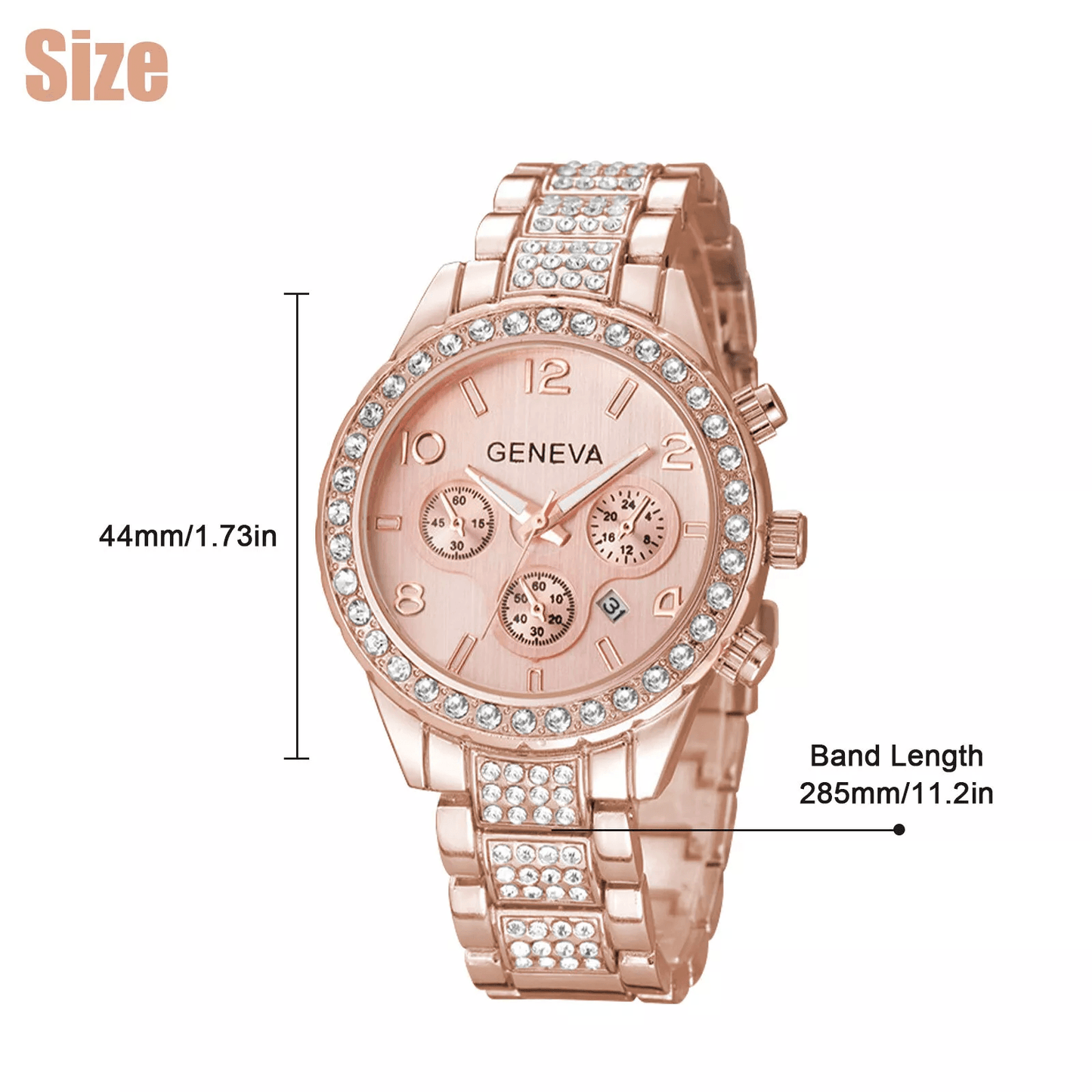 Waterproof Luxury Womens Watch Classic Stainless Steel Quartz Crystal Dial 3