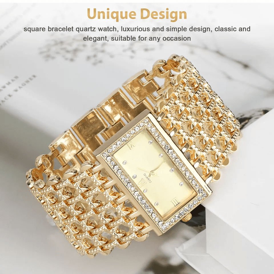 Luxury Womens Silver Gold Bracelet Watch Fashion Waterproof Wrist Watch With Rhinestones Elegant Gi