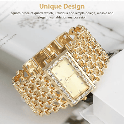 Luxury Womens Silver Gold Bracelet Watch Fashion Waterproof Wrist Watch With Rhinestones Elegant Gi