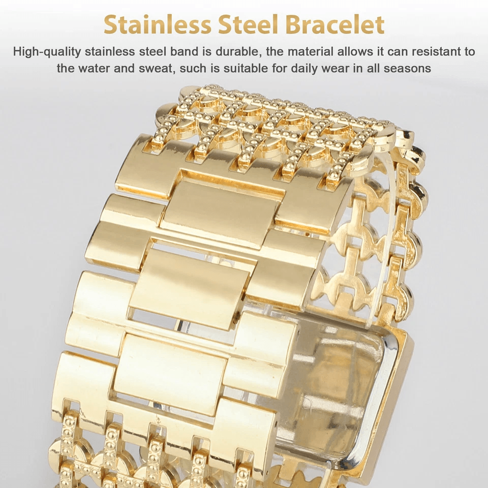 Luxury Womens Silver Gold Bracelet Watch Fashion Waterproof Wrist Watch With Rhinestones Elegant Gi