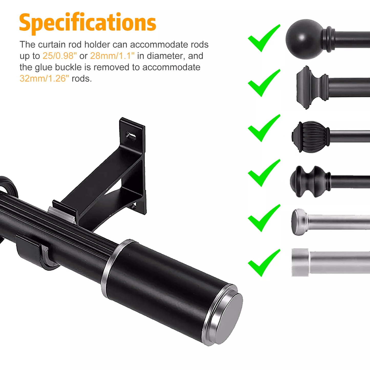 Aluminum Alloy Single Curtain Rod Brackets Window Wall Holders For Drapery Heavy Duty Adjustable Bl 5