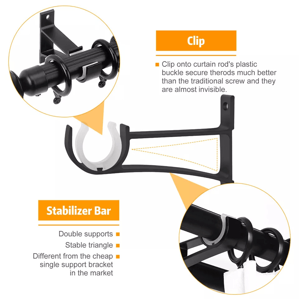 Aluminum Alloy Single Curtain Rod Brackets Window Wall Holders For Drapery Heavy Duty Adjustable Bl 3