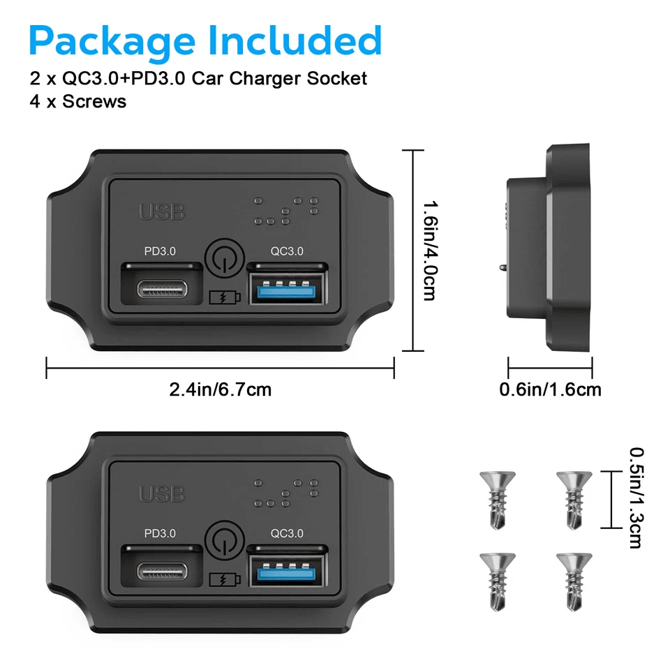 Car USB PD Socket Charger Adapter With Touch Switch  Braille 4