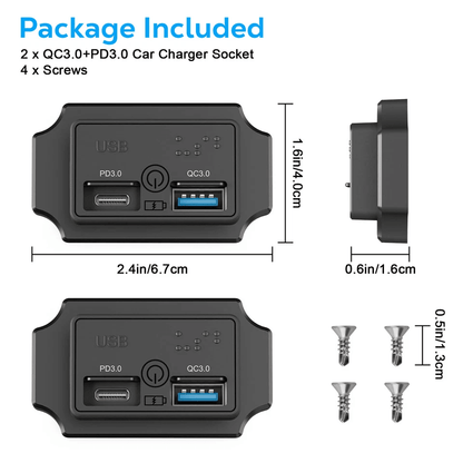 Car USB PD Socket Charger Adapter With Touch Switch  Braille 4