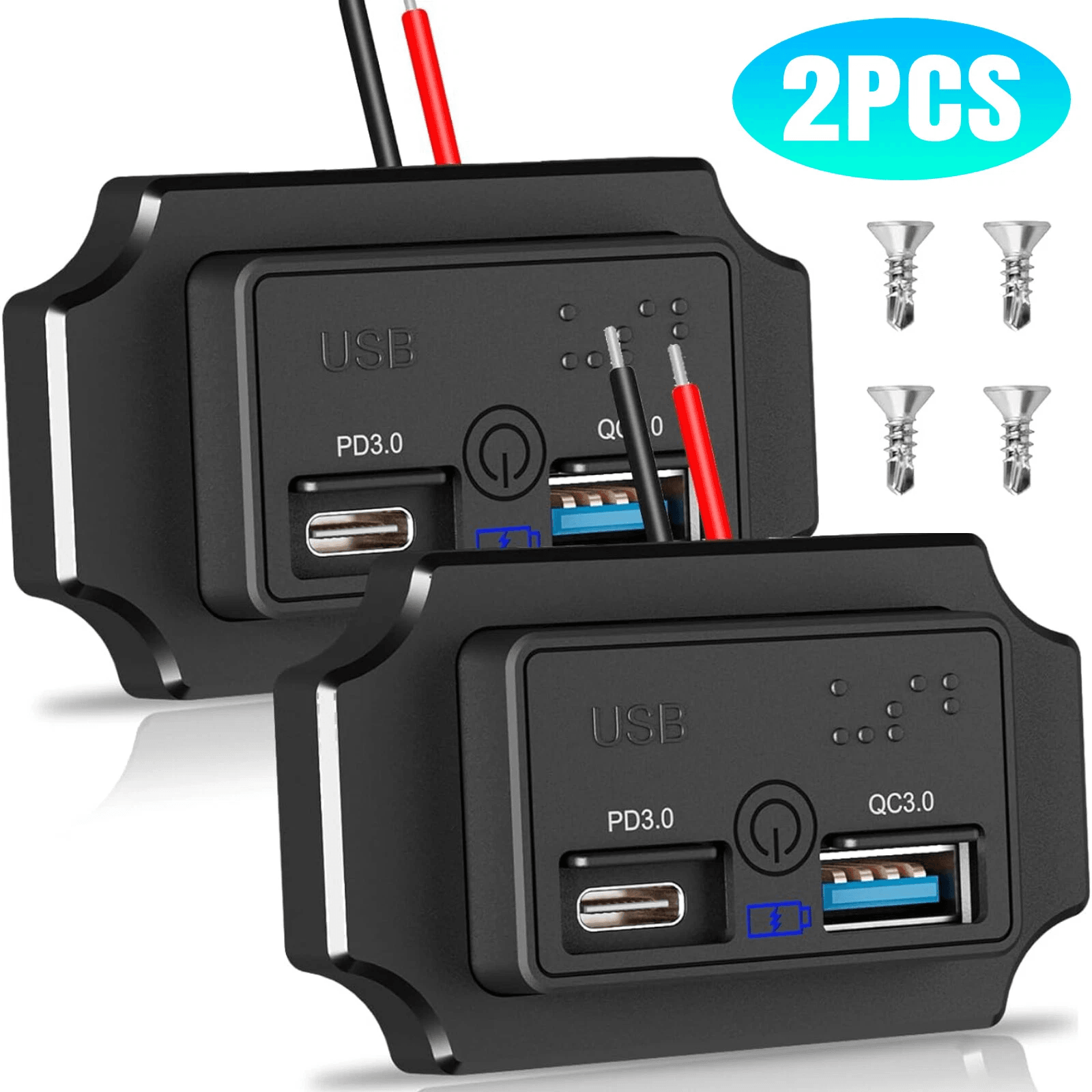 Car USB PD Socket Charger Adapter with Touch Switch & Braille