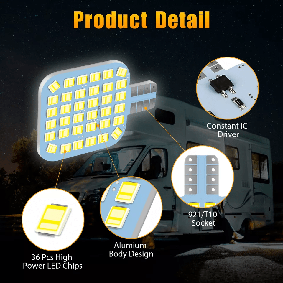 20PCS LED Interior Light Bulbs For RV Camper Trailer Super White T10 Wedge Dome Light 2