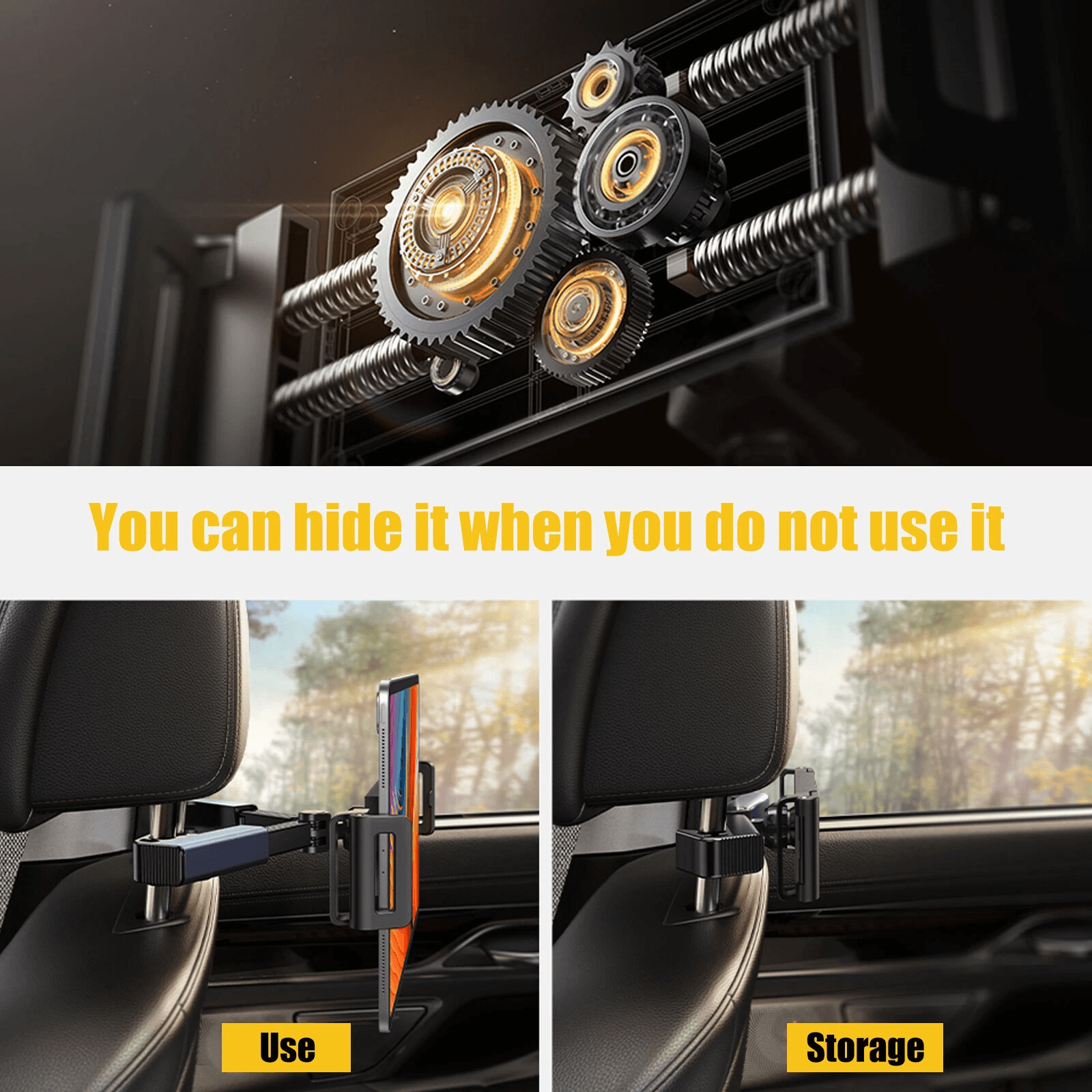 Adjustable Car Headrest Back Seat Mount Holder For Tablet  IPhone 360 Rotation 2