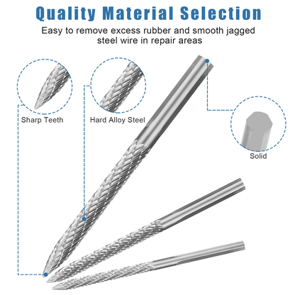 Tire Repair Carbide Burr Drill Bit Cutter Tyre Patch Plug Tool Kit For Efficient Tire Puncture Fix  1