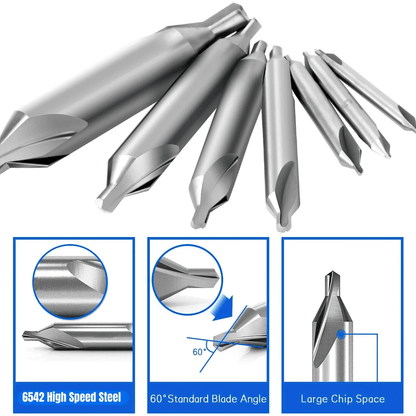 Center Drill Countersink Pilot Bits Set, HSS Metalworking Drill Bit Kit