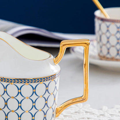 15 Pieces Porcelain Tea Service Set for 4, Bone China Coffee Tea Sets,Tea Cup Set with Teapot, Sugar Bowl, Creamer Pitcher