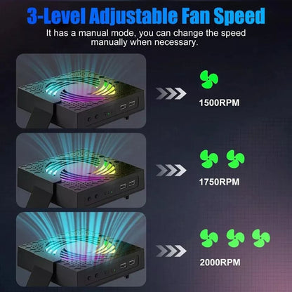 RGB Cooling Fan Stand for Xbox Series X Vertical Cooler with Heat Sink & Airflow Booster