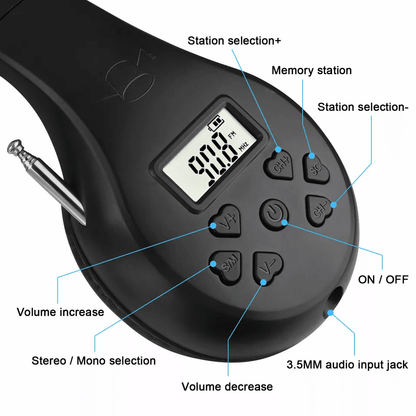 Foldable FM Radio Headphones With Stereo Bass Sound Portable Reception Headset With Noise Reduction 3
