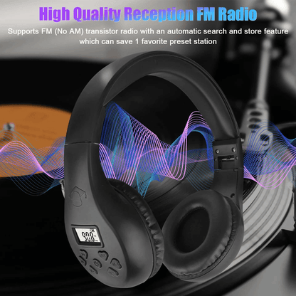 Foldable FM Radio Headphones With Stereo Bass Sound Portable Reception Headset With Noise Reduction 1