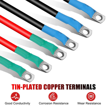 6 AWG Marine Battery Cables 12V 30CM with 516 Tinned Copper Lugs