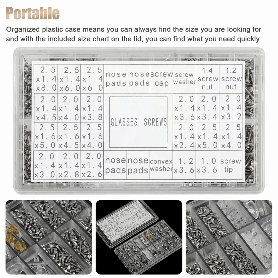 Eyeglass Screws And Nut Nose Pads Repair Kit 1000pcs Optical Repair Tool Kit With Screwdrivers Twee 3