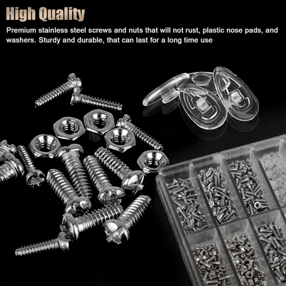 Eyeglass Screws And Nut Nose Pads Repair Kit 1000pcs Optical Repair Tool Kit With Screwdrivers Twee 2