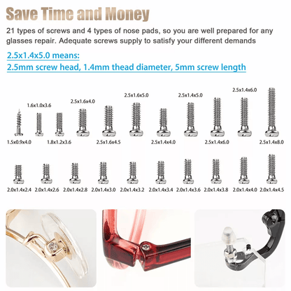 Eyeglass Screws And Nut Nose Pads Repair Kit 1000pcs Optical Repair Tool Kit With Screwdrivers Twee 1