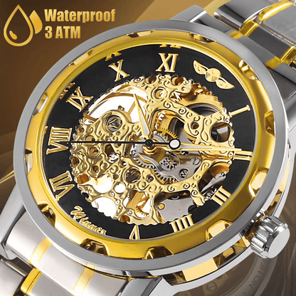 Mens Luxury Watch Waterproof Stainless Steel Automatic Mechanical Wristwatch with Roman Numerals and Luminous Hands