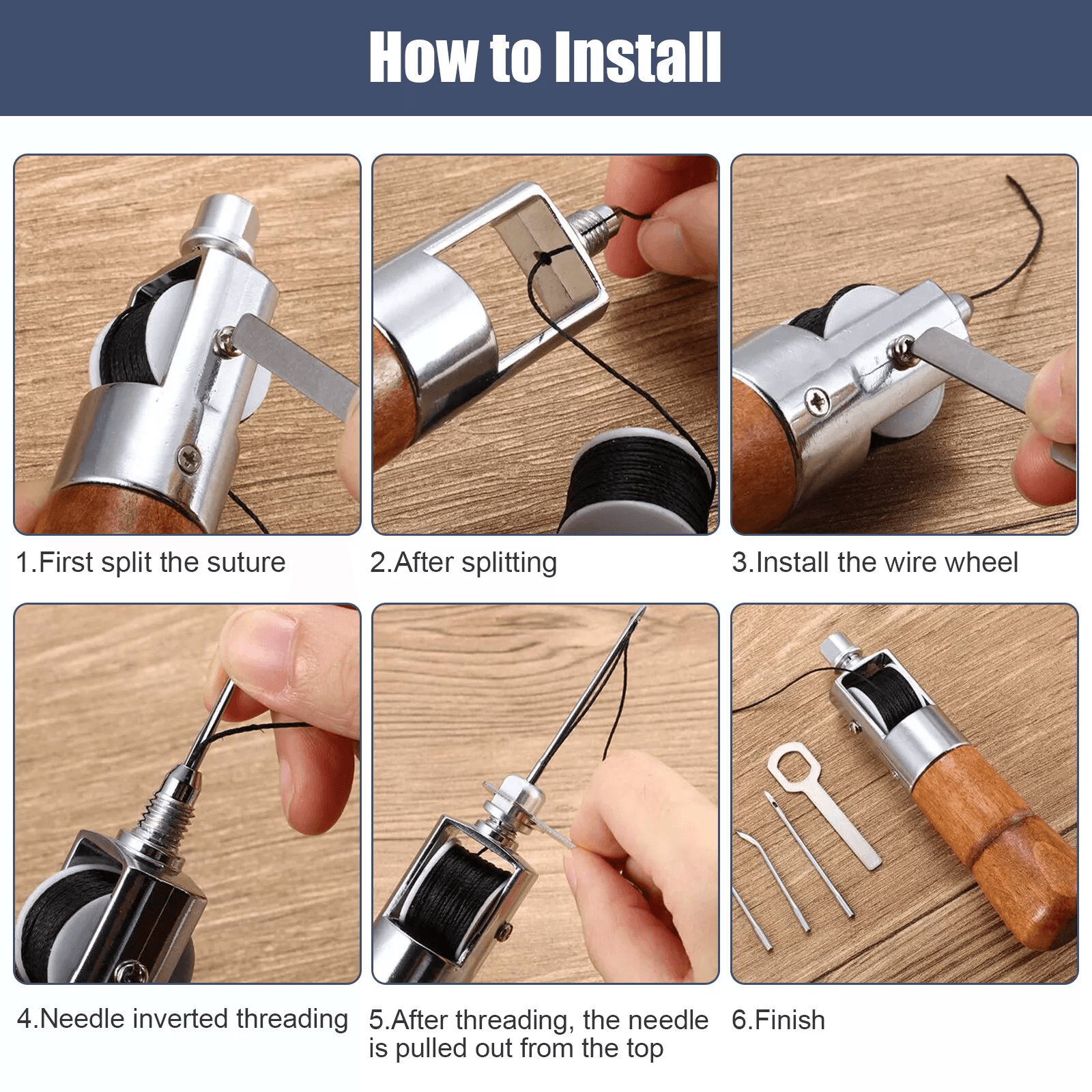 Professional Leather Sail Canvas Speedy Stitcher DIY Sewing Awl Repair Tool Kit 3