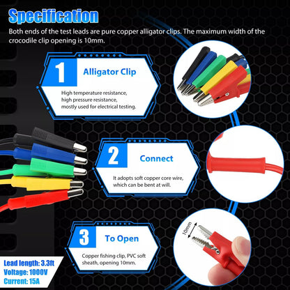 Alligator Clips Electrical Test Leads Set Durable Jumper Wires  Cables for Secure Connections 30V
