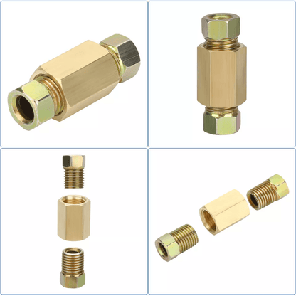 Brake Line Fittings  Brass Unions Set For Tubing Inverted Flare Nuts Compatible With Double Flare B 5