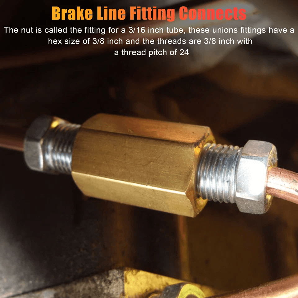 Brake Line Fittings  Brass Unions Set For Tubing Inverted Flare Nuts Compatible With Double Flare B 1