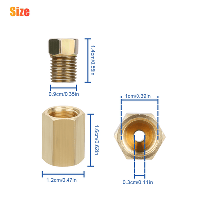 Brake Line Fittings  Brass Unions Set For Tubing Inverted Flare Nuts Compatible With Double Flare B 7