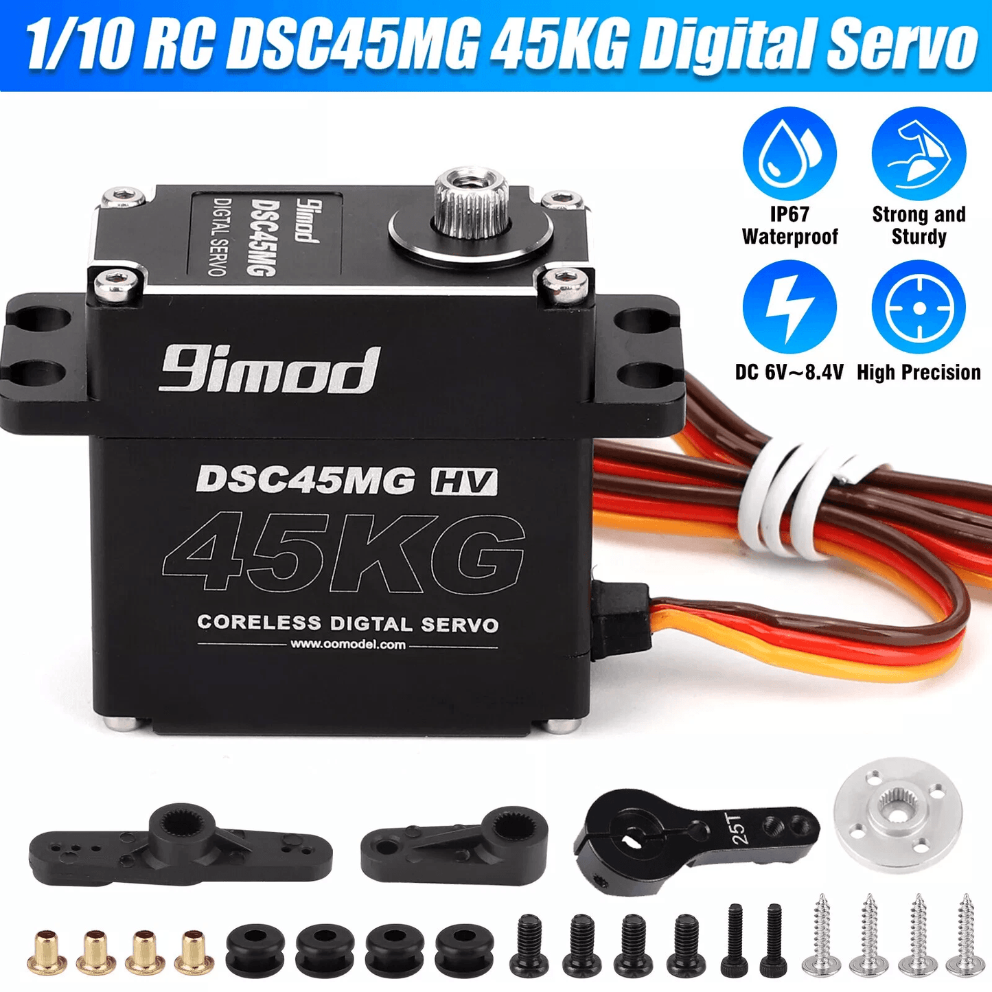 Metal Gear Digital Servo Waterproof High Torque & Speed, Coreless Motor for RC Car Truck Crawler