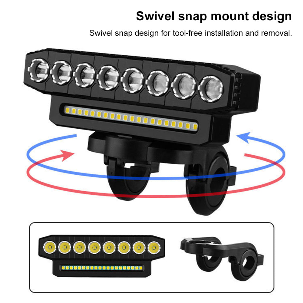 LED Bike Front Light 8 LED Bicycle Headlight USB Charging 6 Lighting Modes Driving Fog Lamp 5