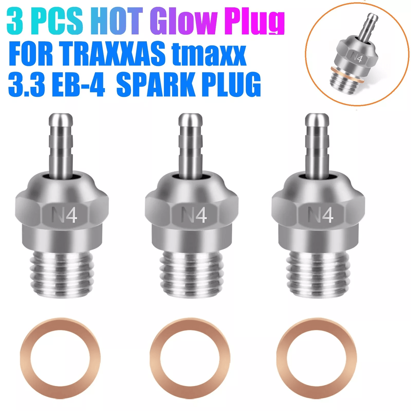 Hot Glow Plug Durable Set For Traxxas TMaxx Volcano RC Cars 4