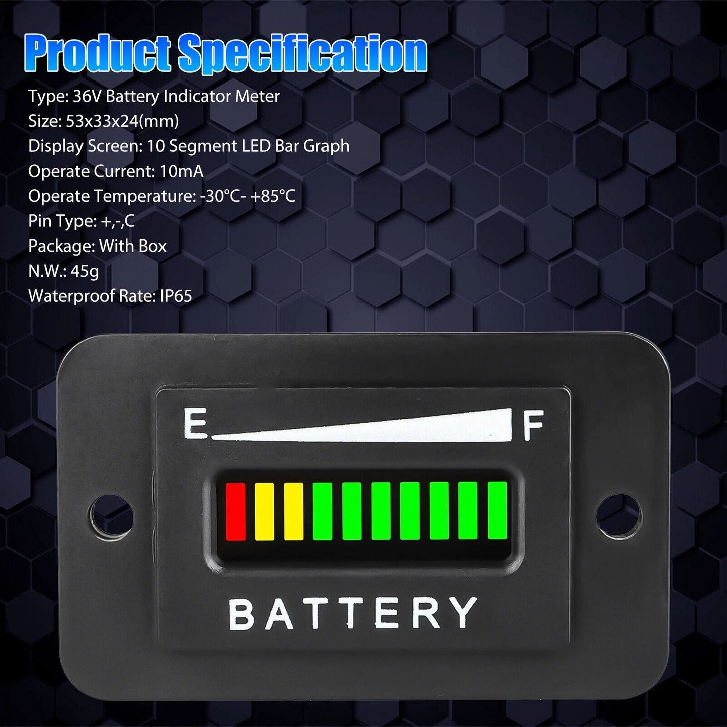 Battery Indicator Meter Gauge for 36V EZGO Club Car Yamaha Golf Cart Boat  ATV Voltage Tester