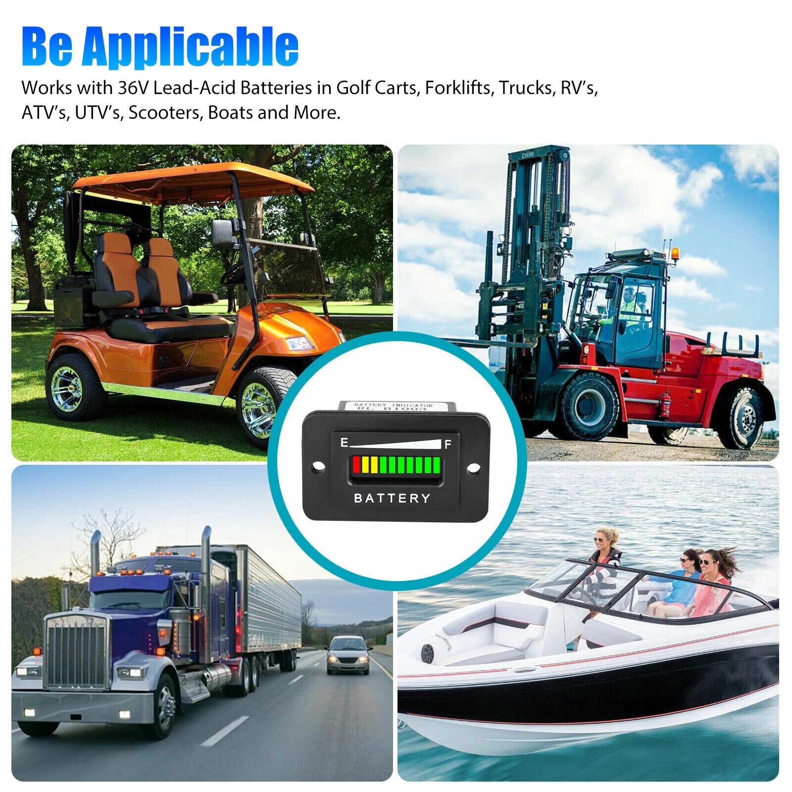 Battery Indicator Meter Gauge for 36V EZGO Club Car Yamaha Golf Cart Boat  ATV Voltage Tester