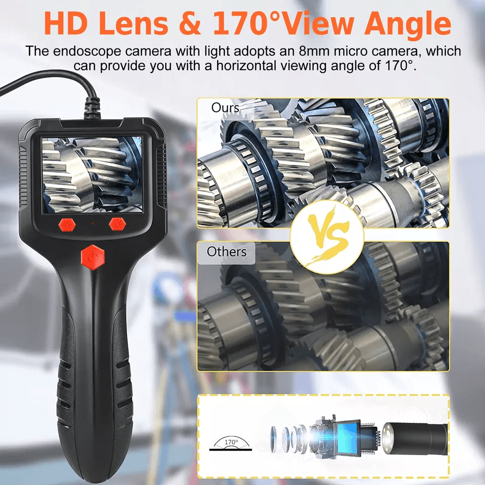 LED HD Handheld Industrial Borescope Endoscope Camera With IPS Screen Waterproof Snake Inspection C 2
