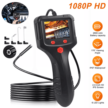 LED HD Handheld Industrial Borescope Endoscope Camera with IPS Screen, Waterproof Snake Inspection Camera
