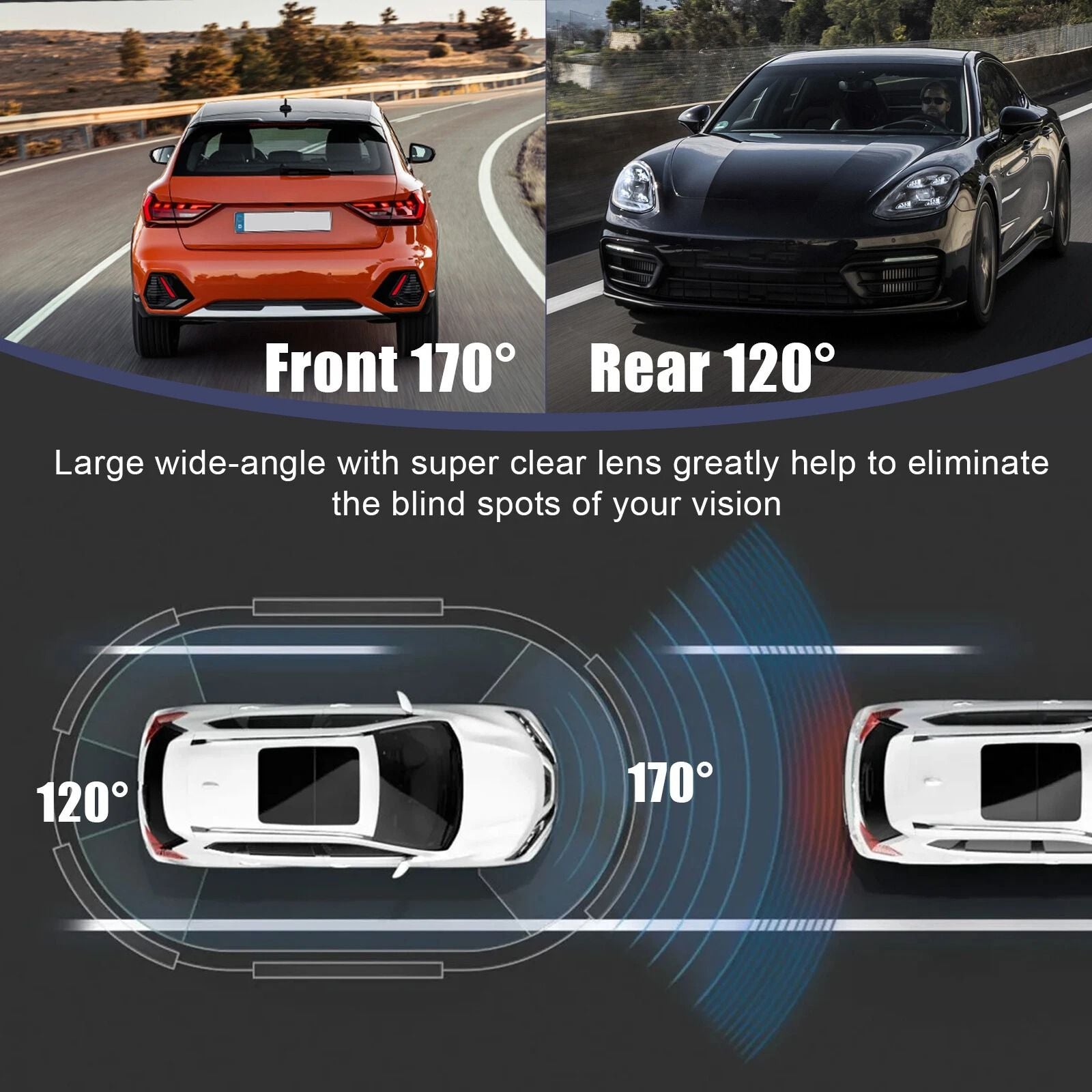 HD 1080P Dual Lens Dash Cam Front  Rear Car DVR Camera with GSensor Night Vision Loop Recording