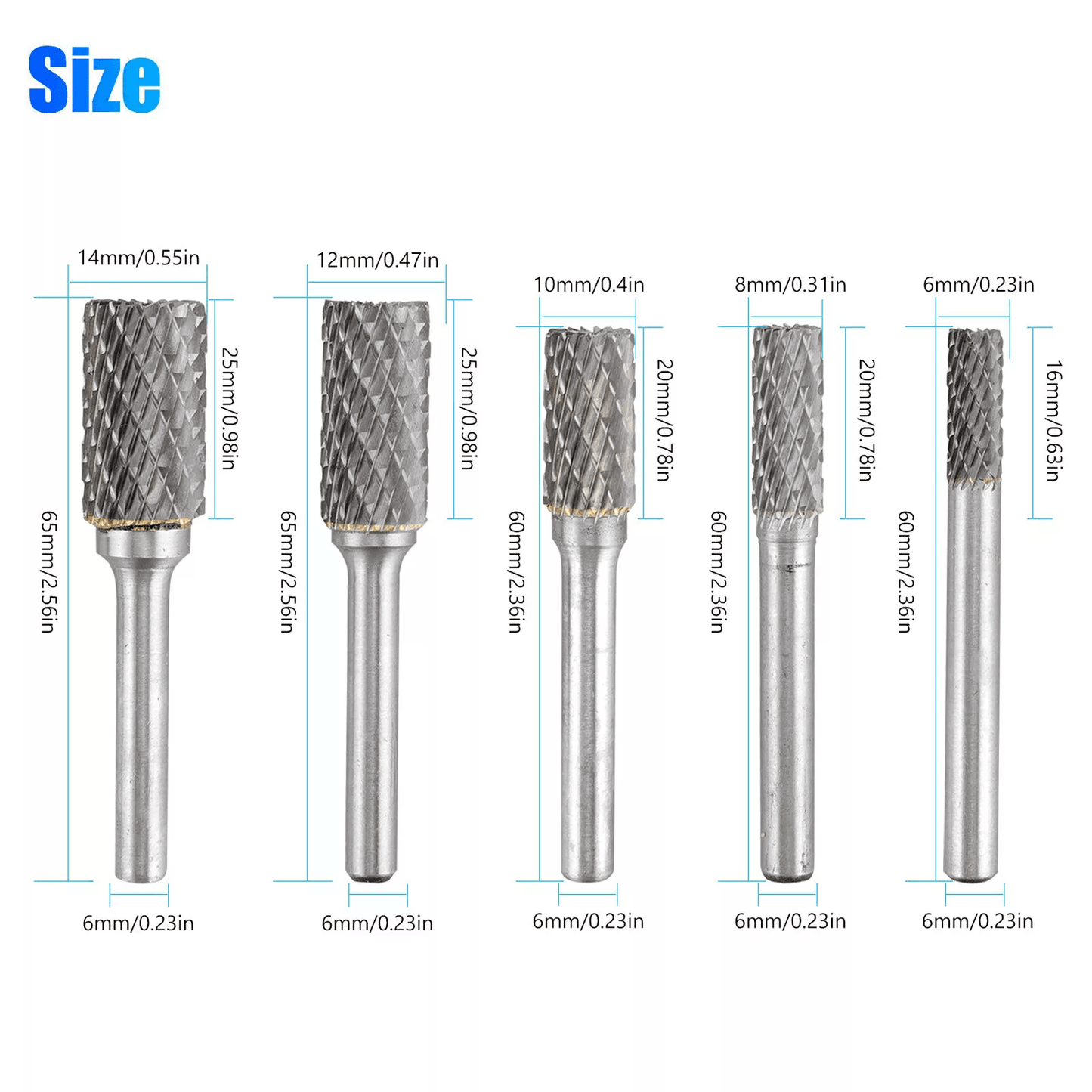 Shank Double Cut Tungsten Steel Carbide Rotary Burr Die Grinder Bits For Fast Material Removal And  5