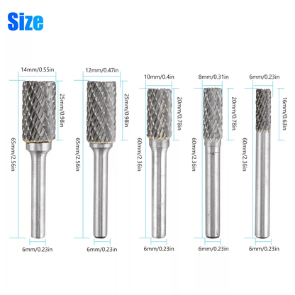 Shank Double Cut Tungsten Steel Carbide Rotary Burr Die Grinder Bits For Fast Material Removal And  5